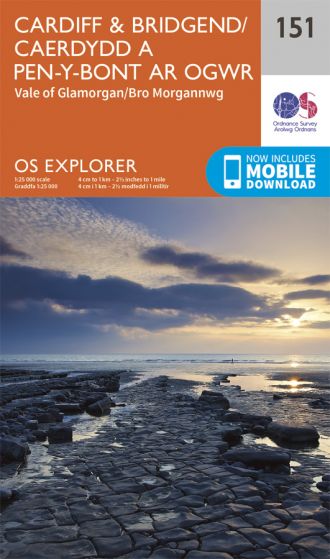 OS Explorer 151 Cardiff & Bridgend [ISBN: 978 0 319 24344 2]