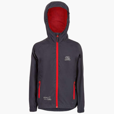 Highlander Stow and Go Youth Waterproof Coat-Black/Red